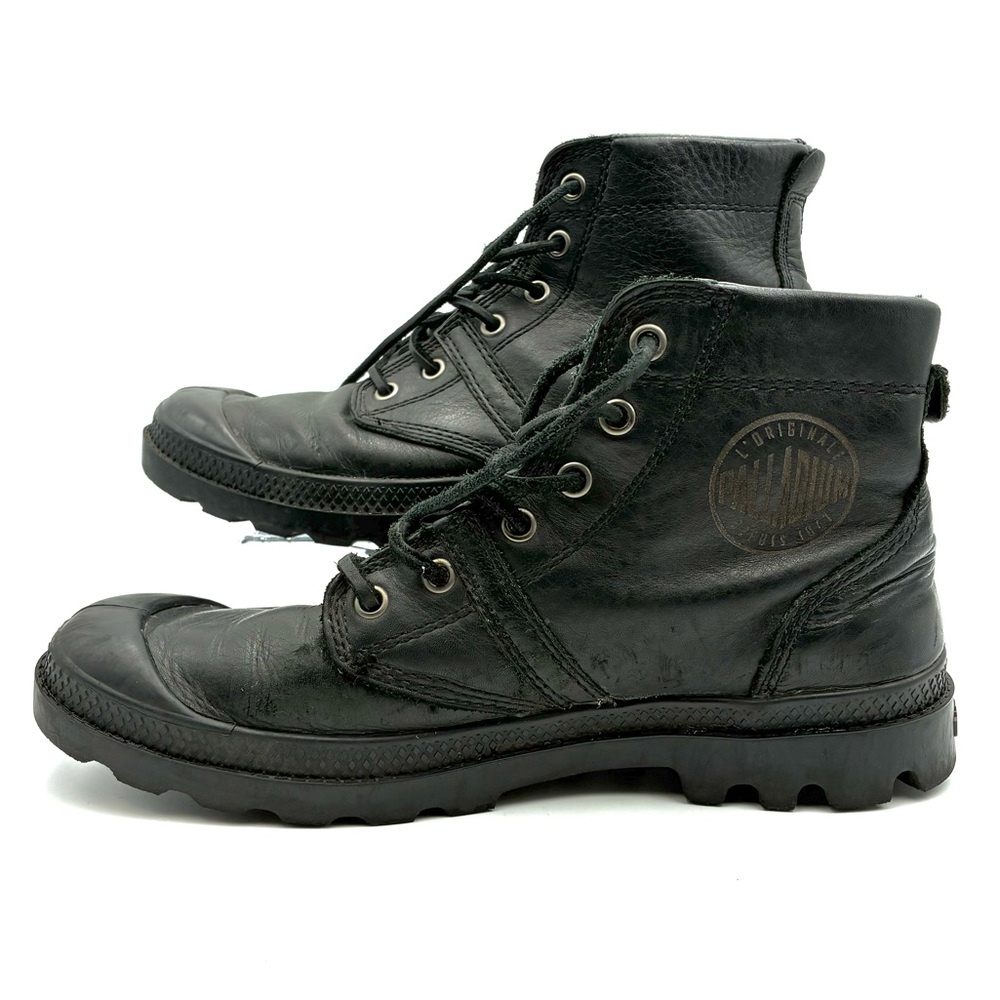 Timeless Palladium Black Leather Men's Boots, Size 7